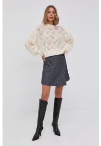 TwinSet - Twinset Sweter wełniany damski. Okazja: na co dzień. Kolor: beżowy. Materiał: wełna. Wzór: ze splotem. Styl: casual #4