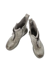 Szare Botki Menbur Wygodne Obuwie Damskie Z Cyrkoniami. Okazja: na co dzień. Zapięcie: zamek. Kolor: szary. Materiał: materiał. Wzór: aplikacja. Styl: casual, klasyczny #3