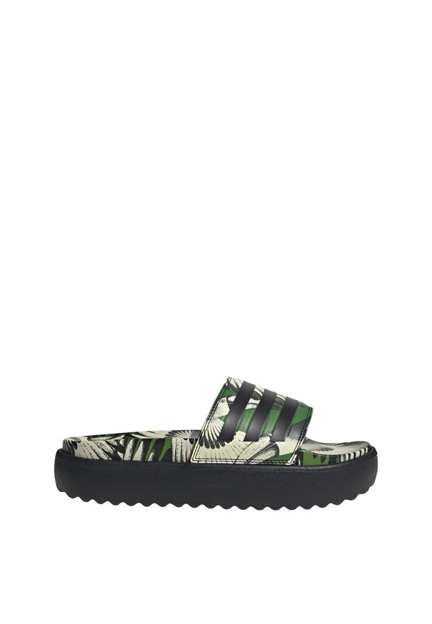 Adidas - Klapki Adilette Platform. Kolor: zielony, czarny, wielokolorowy. Obcas: na platformie