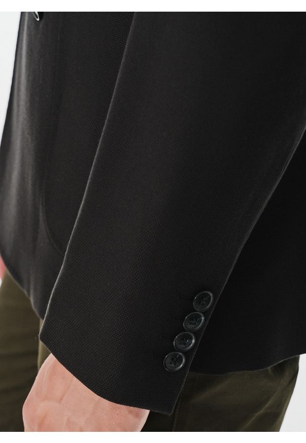 Pako Lorente - PAKO LORENTE – Czarna dwurzędowa marynarka męska. Okazja: na co dzień. Kolor: niebieski, czarny. Materiał: poliester, elastan, wiskoza. Wzór: gładki. Styl: casual