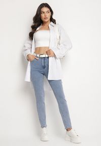 Born2be - Jasnoniebieskie Dopasowane Jeansy z Bawełną i Wysokim Stanem Novelina. Okazja: na co dzień. Stan: podwyższony. Kolor: niebieski. Styl: elegancki, casual #6