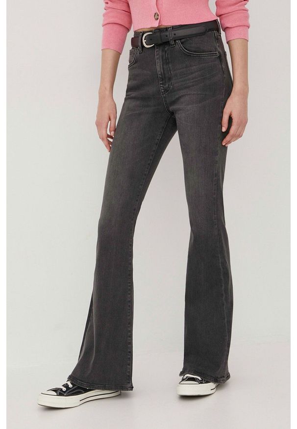 Superdry jeansy damskie high waist. Stan: podwyższony. Kolor: szary