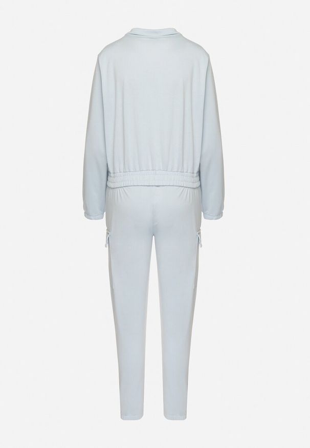 Born2be - Jasnoniebieski Komplet Dresowy Cargo Bluza i Spodnie z Kieszeniami Kormilla. Kolor: niebieski. Materiał: dresówka