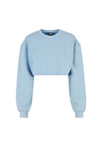 Bluza crop haftowane z kwiatami duże rozmiary dla kobiet Urban Classics. Kolor: niebieski. Długość: krótkie. Wzór: kwiaty, haft #1