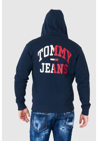 Tommy Jeans - TOMMY JEANS Granatowa bluza męska na zamek z dużym logo. Typ kołnierza: kaptur. Kolor: niebieski #4