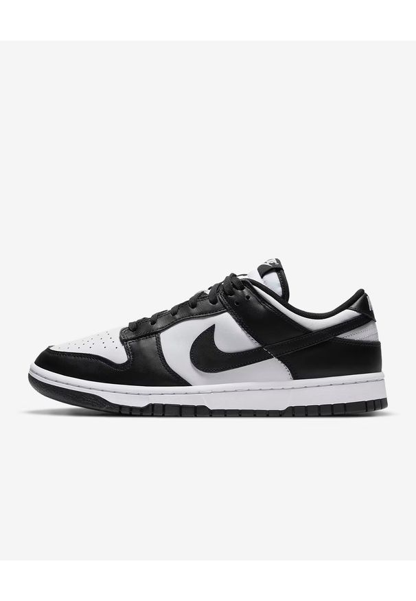 Nike Dunk Low Retro "Panda" Sneakersy męskie. Okazja: na uczelnię, do pracy, na co dzień. Kolor: biały. Materiał: syntetyk, guma, skóra. Szerokość cholewki: normalna. Sezon: lato