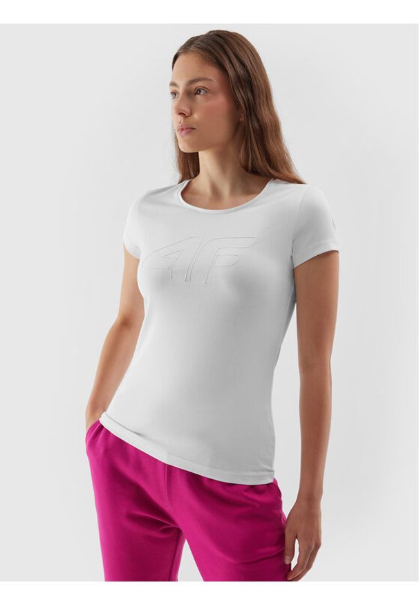 4f - 4F T-Shirt 4FAW23TTSHF0907 Biały Slim Fit. Kolor: biały. Materiał: bawełna