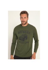 JAY-PI - Męska Koszulka z długim rękawem FLEXNAMIC® outdoor okrągły dekolt nadruk. Kolekcja: plus size. Kolor: zielony. Materiał: poliester, materiał. Długość rękawa: długi rękaw. Długość: długie. Wzór: nadruk. Sport: outdoor