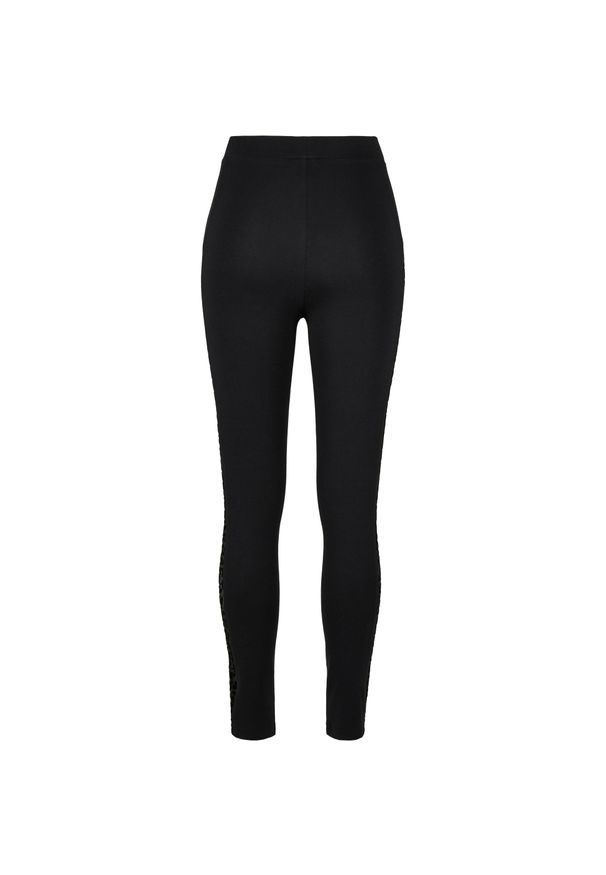 Legginsy damskie Urban Classics flock lace stripe (grandes tailles). Kolor: czarny