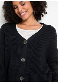 Sweter rozpinany bonprix czarny. Kolor: czarny #2