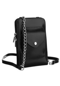 Inny - Mini listonoszka czarna 4822-SB. Kolor: czarny. Materiał: skórzane