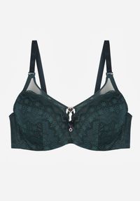 Born2be - Ciemnozielony Koronkowy Biustonosz Ozdobiony Cyrkoniowym Sercem Galirope. Kolor: zielony. Materiał: koronka. Wzór: aplikacja #5