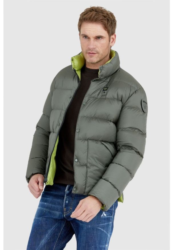 Blauer USA - BLAUER Ciemnozielona puchowa kurtka męska FLETCHER, Rozmiar L. Kolor: zielony. Materiał: puch