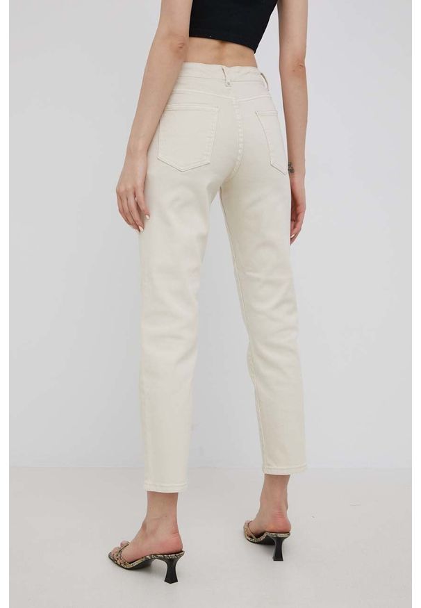 Vila jeansy Visommer damskie medium waist. Kolor: beżowy
