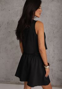 Renee - Czarny Komplet z Kamizelką i Rozkloszowaną Spódnicą z Eleganckimi Guzikami Jenane. Kolor: czarny #8