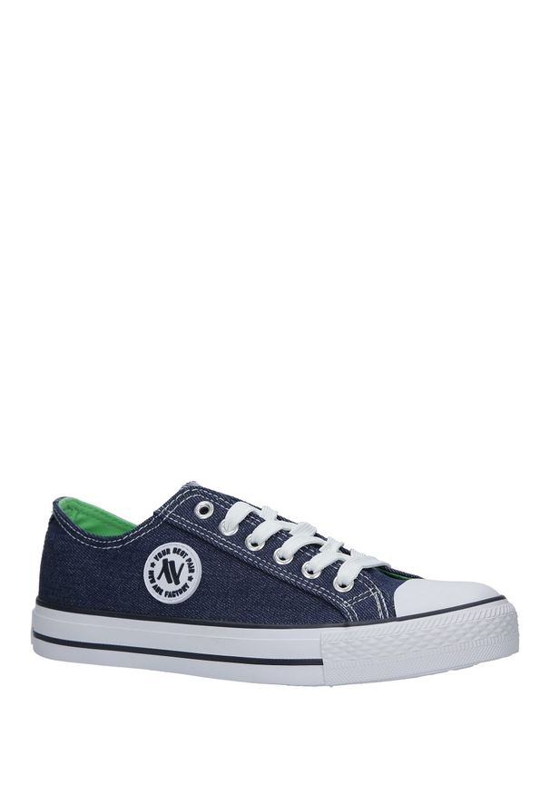 Casu - Niebieskie trampki jeansowe sznurowane casu 083. Kolor: niebieski. Materiał: jeans