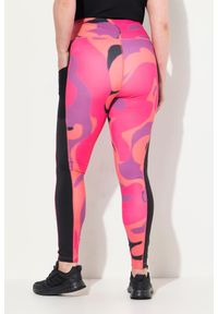 ULLA POPKEN - Damskie Legginsy sportowe szybkoschnące wysoki stan z recyklingu. Stan: podwyższony. Kolekcja: plus size. Kolor: różowy. Materiał: elastan, poliester, materiał