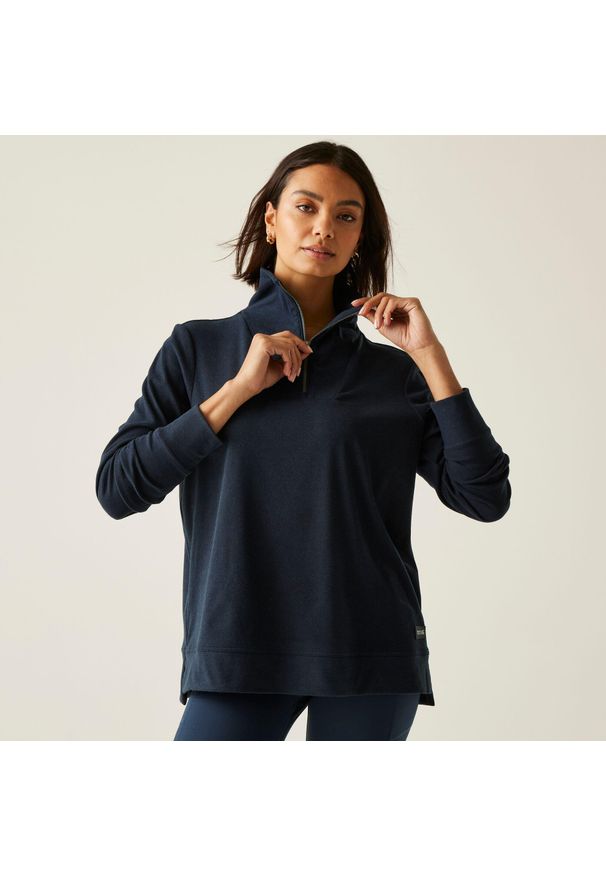 Regatta - Polar damski z suwakiem 1/2 Demmi. Kolor: niebieski. Materiał: polar. Wzór: paski. Sport: turystyka piesza