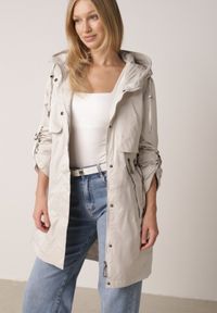 Born2be - Beżowa Przejściowa Kurtka Parka z Kapturem i Podwijanymi Rękawami Tinarose. Okazja: na spacer, na co dzień. Typ kołnierza: kaptur. Kolor: beżowy. Materiał: jeans, dresówka. Styl: casual #1