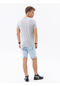 Ombre Clothing - T-shirt męski bawełniany BASIC S1224 - szary melanż - XXL. Kolor: szary. Materiał: bawełna. Wzór: melanż. Styl: klasyczny #3