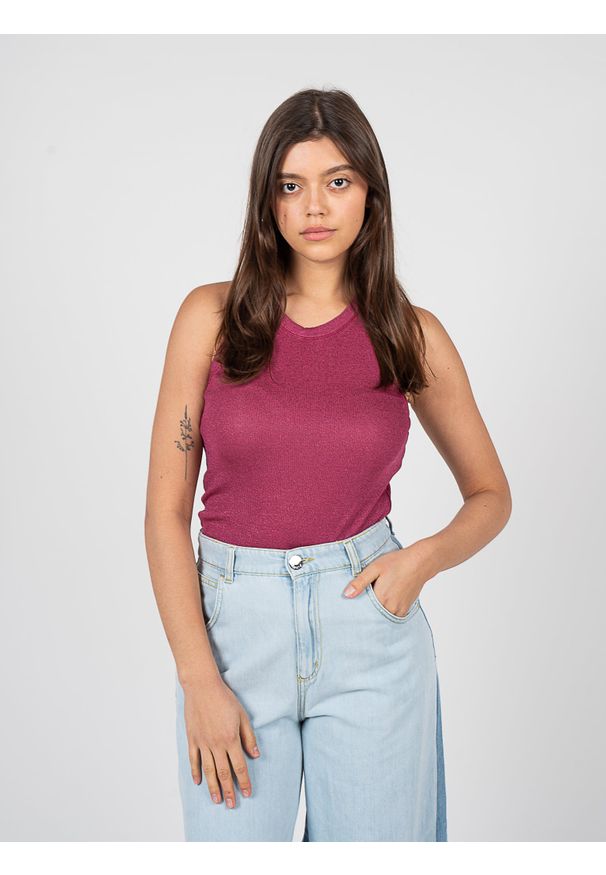 Pinko Top "Valutare" | 100326 A0KG | Kobieta | Bordowy. Okazja: na co dzień. Kolor: czerwony. Materiał: wiskoza, poliester, elastan. Wzór: jednolity. Styl: elegancki, casual