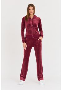 Juicy Couture - JUICY COUTURE Bordowe spodnie dresowe Del Ray Pocket Pant. Kolor: czerwony. Materiał: dresówka