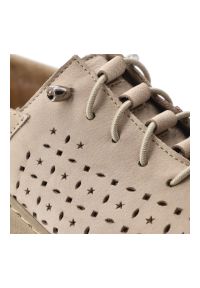 Półbuty damskie Wasak, skóra naturalna perforowana cholewka sznurowany fason elastyczna lekka podeszwa okrągły nosek, beżowe, 0810. Okazja: na co dzień. Nosek buta: okrągły. Zapięcie: sznurówki. Kolor: beżowy. Materiał: skóra. Szerokość cholewki: normalna. Styl: casual, klasyczny #5