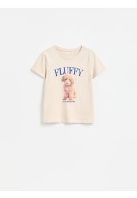 Reserved - T-shirt z nadrukiem - beżowy. Kolor: beżowy. Materiał: bawełna. Wzór: nadruk