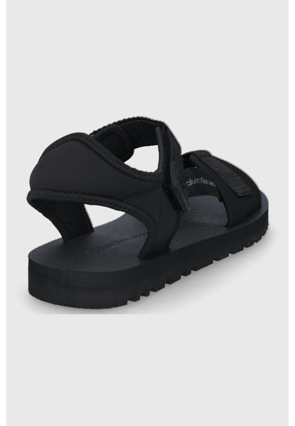 Calvin Klein Jeans sandały męskie kolor czarny. Zapięcie: rzepy. Kolor: czarny. Materiał: materiał, włókno. Wzór: gładki