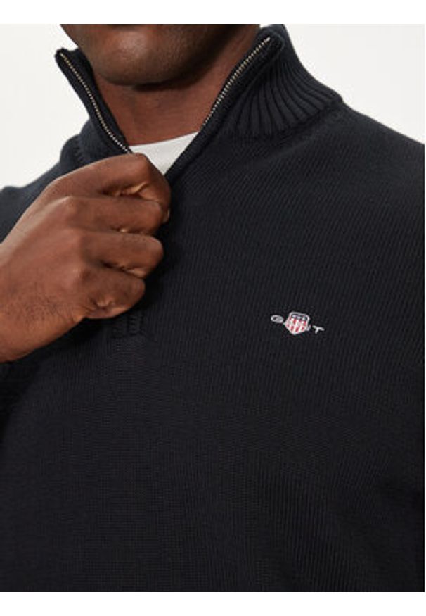 GANT - Gant Sweter Casual Cotton Half Zip 8030170 Czarny Regular Fit. Okazja: na co dzień. Kolor: czarny. Materiał: bawełna. Styl: casual