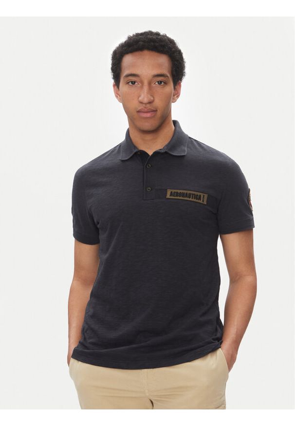Aeronautica Militare Polo 251PO1865J680 Granatowy Regular Fit. Typ kołnierza: polo. Kolor: niebieski. Materiał: bawełna