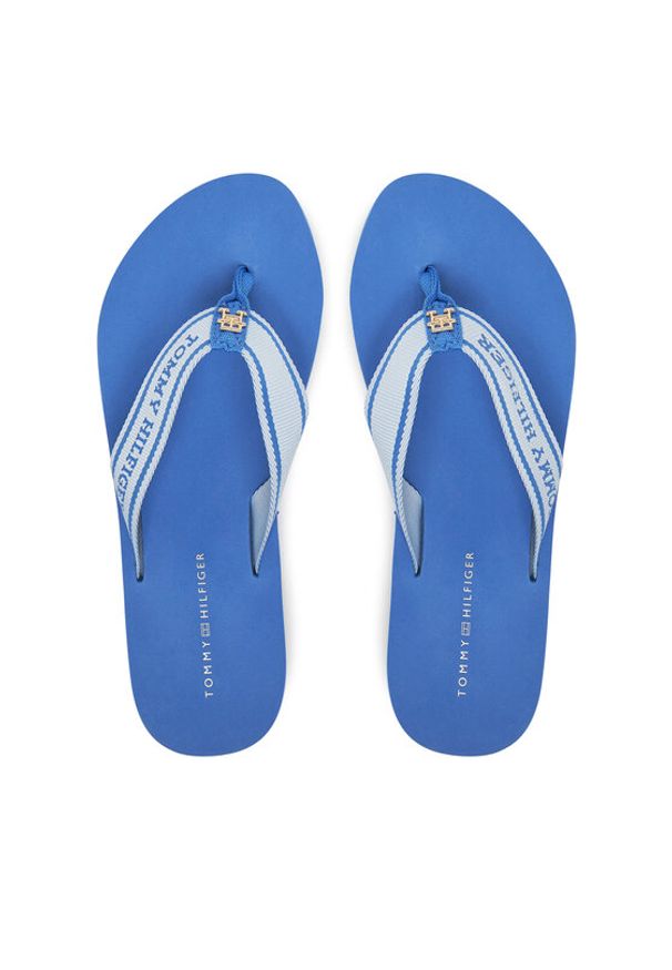 TOMMY HILFIGER - Tommy Hilfiger Japonki Hilfiger Webbing Beach Sandal FW0FW08515 Niebieski. Kolor: niebieski. Materiał: materiał
