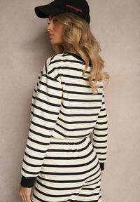 Renee - Czarna Bluza z Bawełny z Motywem Pasków i Ściągaczem Fenarel. Okazja: na co dzień. Kolor: czarny. Materiał: bawełna. Długość rękawa: długi rękaw. Długość: długie. Styl: klasyczny, elegancki, casual #3