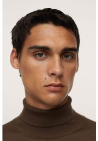 Mango Man - Sweter wełniany Willyt. Typ kołnierza: golf. Kolor: brązowy. Materiał: wełna #2