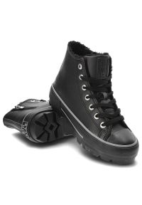 Big-Star - Czarne Sneakersy Big Star Modne Buty Damskie. Okazja: na co dzień. Kolor: czarny. Materiał: materiał. Szerokość cholewki: normalna #4