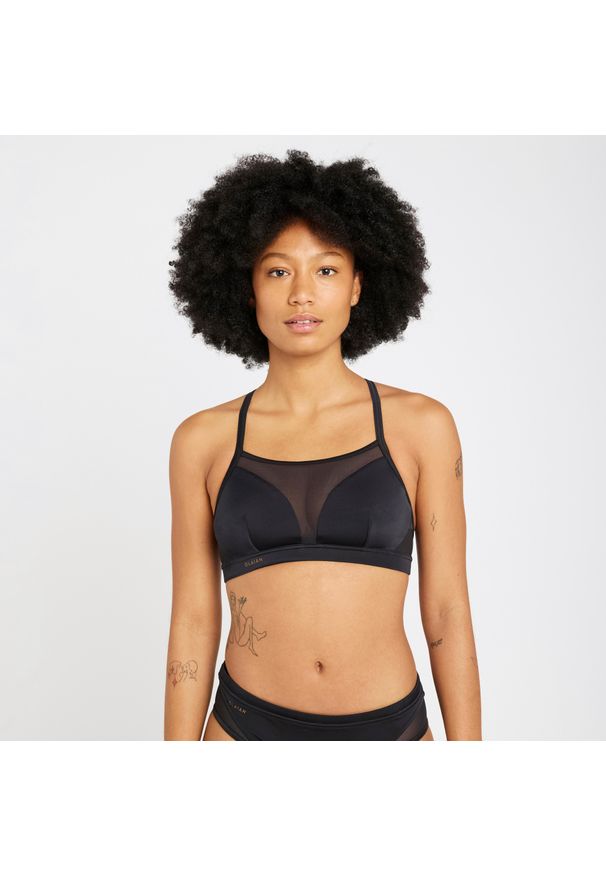 OLAIAN - Góra kostiumu kąpielowego surfingowego damska Olaian Elise. Kolor: czarny. Materiał: poliester, poliamid, materiał, elastan