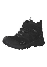 Buty do chodzenia dla dzieci Kappa Thabo Tex K. Wysokość cholewki: za kostkę. Zapięcie: rzepy. Kolor: czarny. Materiał: syntetyk, materiał. Szerokość cholewki: normalna. Sezon: zima. Sport: turystyka piesza