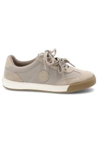 Big-Star - Sneakersy damskie Big Star, cholewka z połączenia materiału tekstylnego i skóry naturalnej sznurowany fason miękka wyściółka, beżowe, UU274001. Okazja: do pracy, na co dzień, na spacer. Zapięcie: sznurówki. Kolor: beżowy. Materiał: materiał, skóra. Szerokość cholewki: normalna. Sport: turystyka piesza #7