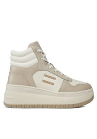 Tommy Jeans Sneakersy Tjw Retro Basket Mc Lace Up EN0EN02422 Beżowy. Kolor: beżowy. Materiał: skóra