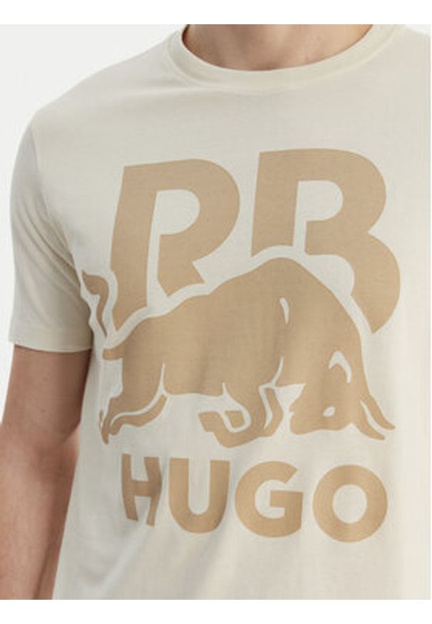 Hugo - HUGO T-Shirt Dlix_RB 50559696 Écru Regular Fit. Kolor: kremowy. Materiał: bawełna
