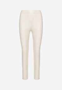Born2be - Białe Legginsy z Ekoskóry z Wysokim Stanem i Wsuwanymi Kieszeniami Rievalia. Stan: podwyższony. Kolor: biały. Materiał: skóra. Sezon: zima #5