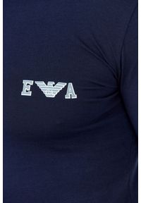 Emporio Armani - EMPORIO ARMANI Granatowy longsleeve męski z szarym logo, Rozmiar L. Kolor: niebieski. Materiał: prążkowany. Długość rękawa: długi rękaw #2