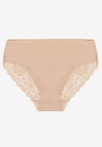 Born2be - Beżowe Majtki Figi Zdobione Koronką Venissella. Kolor: beżowy. Materiał: koronka. Wzór: aplikacja, koronka #1