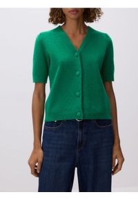 Reserved - Kardigan z wełną - zielony. Kolor: zielony. Materiał: wełna #1