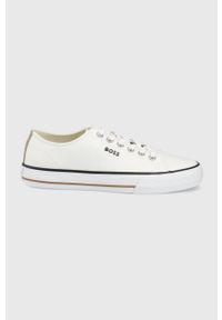 BOSS tenisówki Aiden damskie kolor biały. Nosek buta: okrągły. Zapięcie: sznurówki. Kolor: biały. Materiał: guma