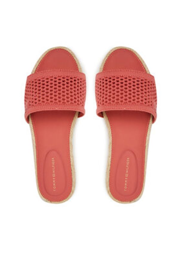 TOMMY HILFIGER - Tommy Hilfiger Espadryle Knit Mesh Espadrille Flat Sandal FW0FW08744 Koralowy. Kolor: pomarańczowy. Materiał: materiał