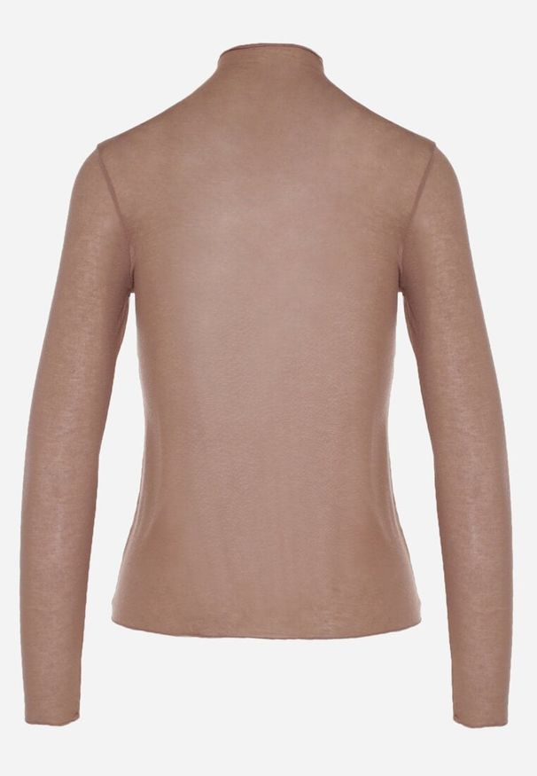 Born2be - Brązowa Bluzka z Golfem Typu Longsleeve z Wiskozy z Kaszmirem Fedine. Okazja: na co dzień. Typ kołnierza: golf. Kolor: brązowy. Materiał: wiskoza, kaszmir. Długość rękawa: długi rękaw. Styl: klasyczny, casual, elegancki