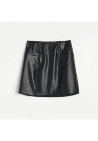 Reserved - Trapezowa spódnica z imitacji skóry - Czarny. Kolor: czarny. Materiał: skóra #1