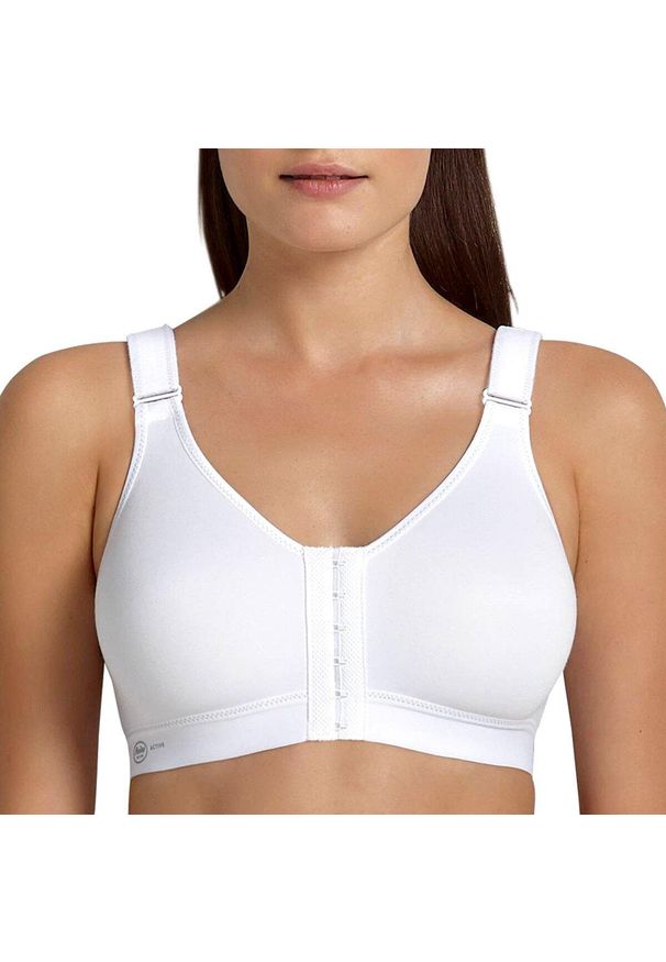 ANITA ACTIVE - Stanik fitness cardio frontline open. Kolor: fioletowy, wielokolorowy, biały. Materiał: poliester, poliamid, bawełna, elastan. Wzór: paski. Sport: fitness