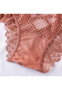 Intica - Majtki koronkowe z wysokim stanem modelujące sylwetkę Hiema. Stan: podwyższony. Kolor: beżowy. Materiał: koronka. Wzór: koronka #4